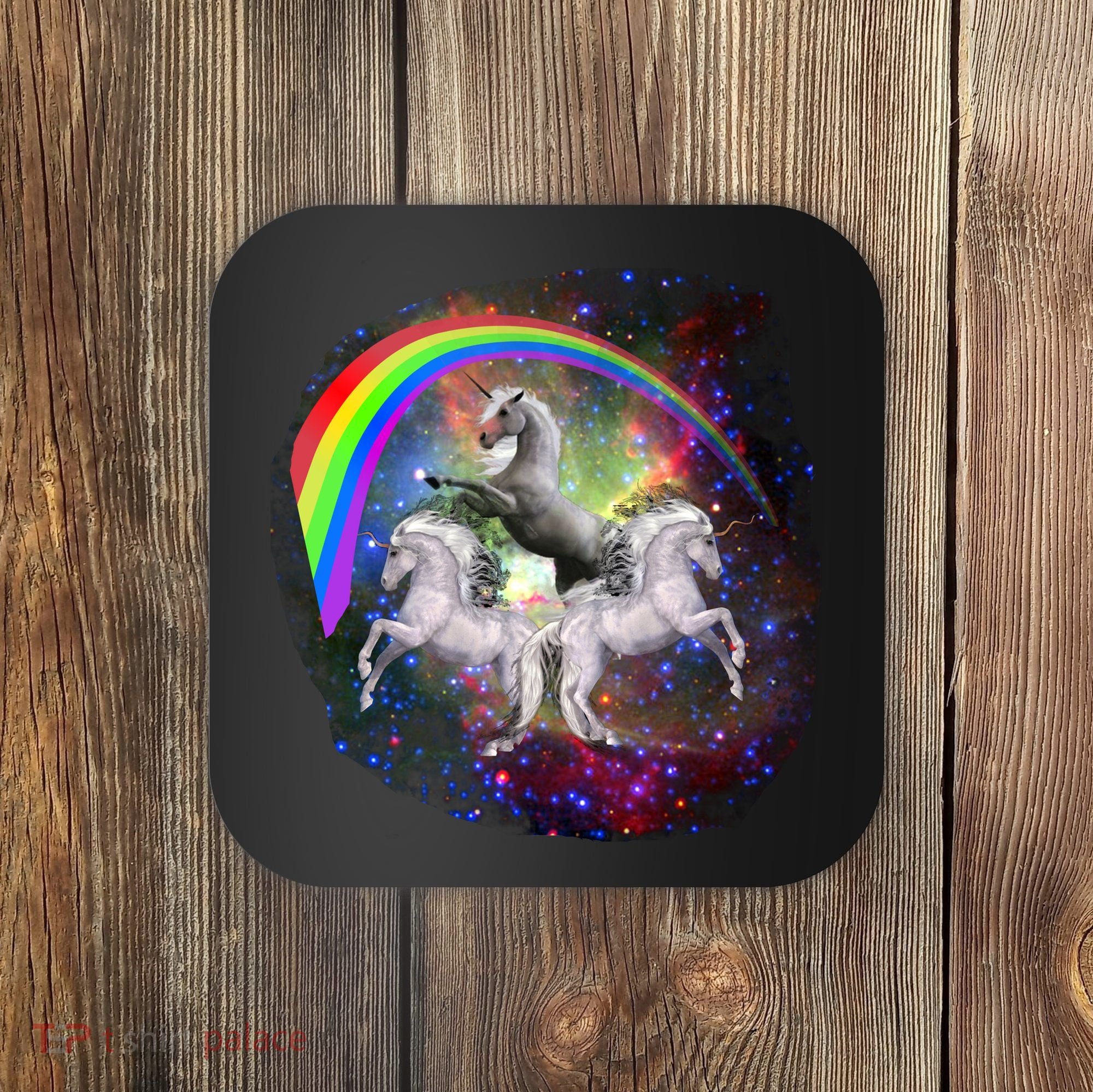 Three Unicorns Rainbow Coaster
