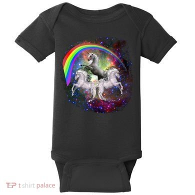 Three Unicorns Rainbow Baby Bodysuit