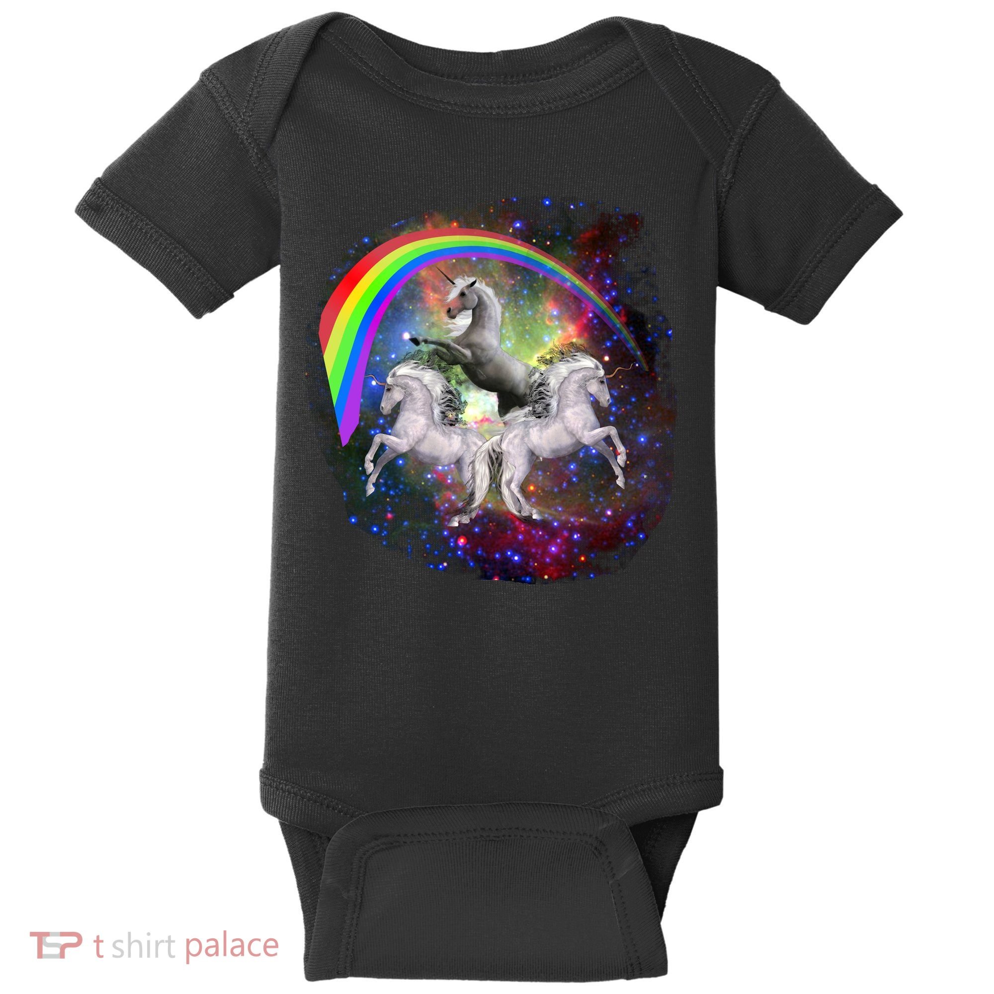 Three Unicorns Rainbow Baby Bodysuit