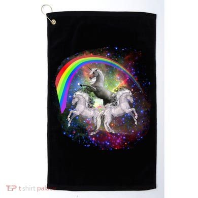 Three Unicorns Rainbow Golf Towel