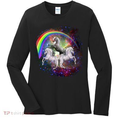 Three Unicorns Rainbow Women's Long Sleeve Shirt