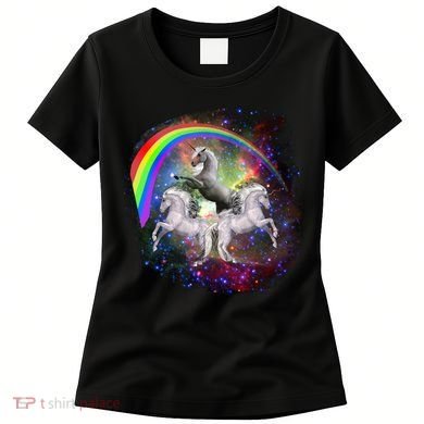Three Unicorns Rainbow Women's T-Shirt