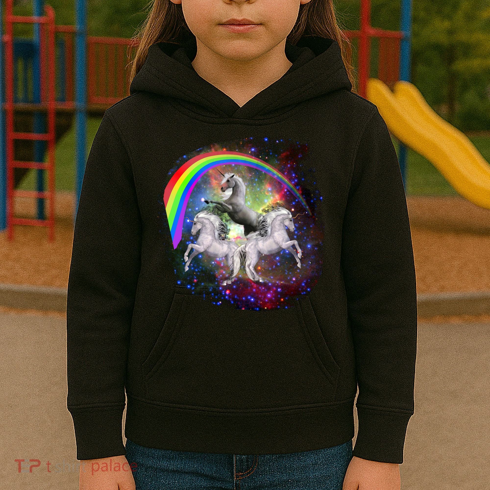 Three Unicorns Rainbow Kids Hoodie