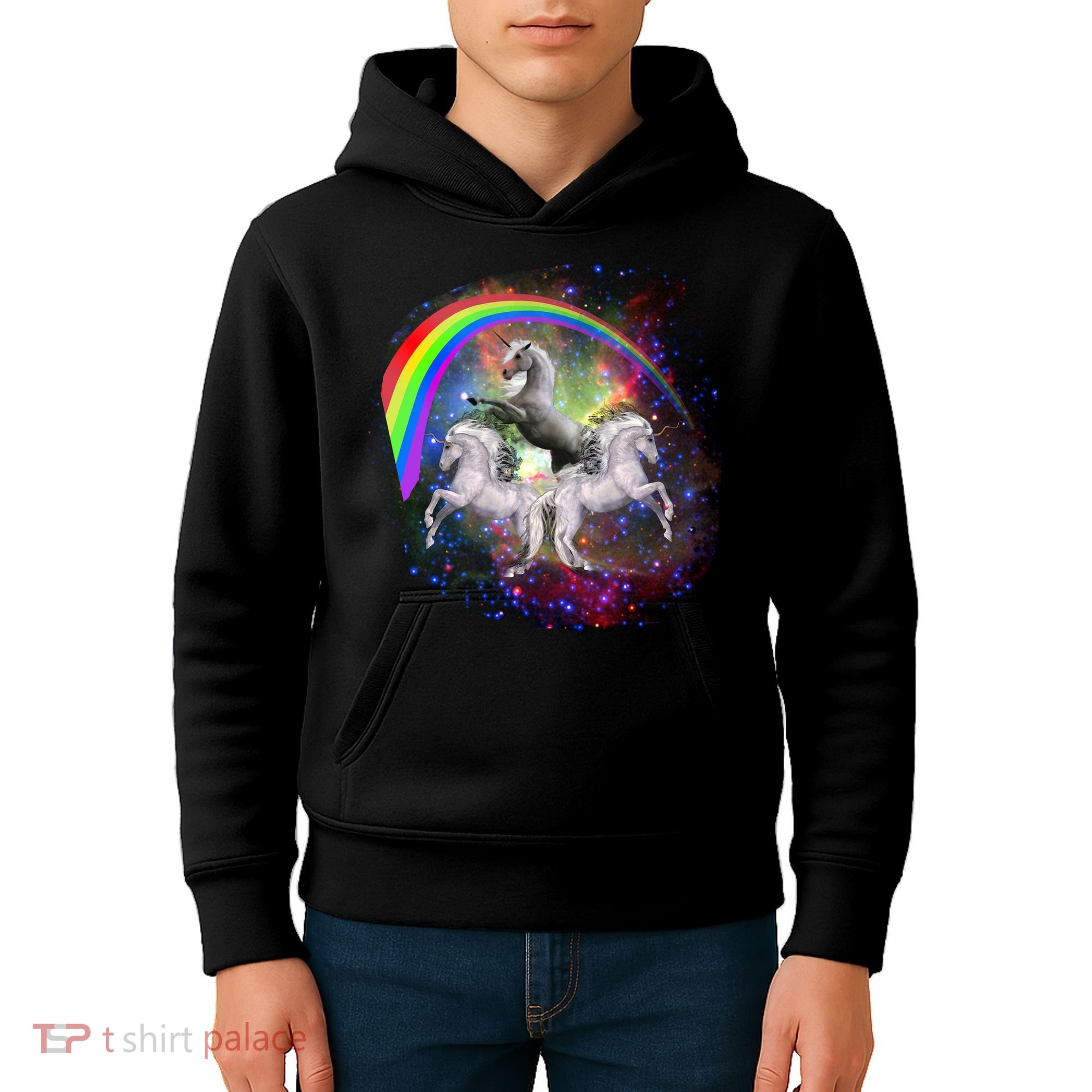 Three Unicorns Rainbow Kids Hoodie