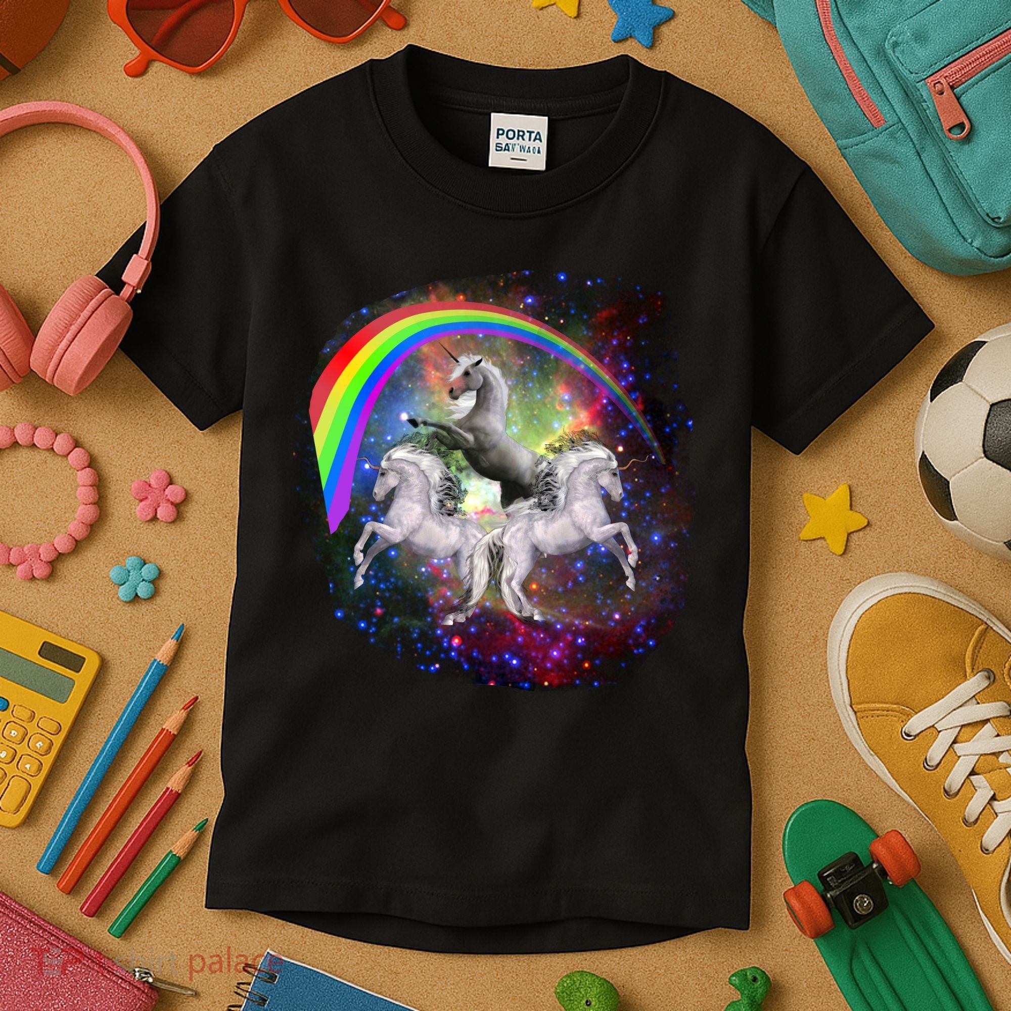 Three Unicorns Rainbow Kids T-Shirt