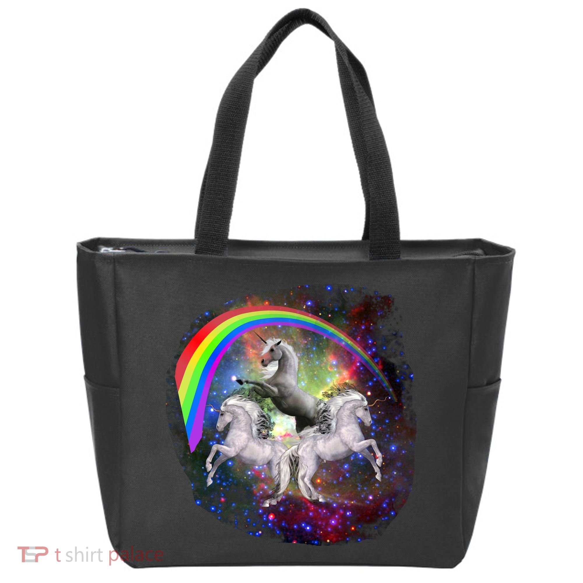 Three Unicorns Rainbow Tote Bag