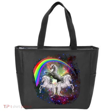 Three Unicorns Rainbow Tote Bag