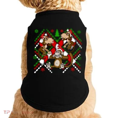 Three Wise Monkey Ugly Christmas Sweater Doggie Tank