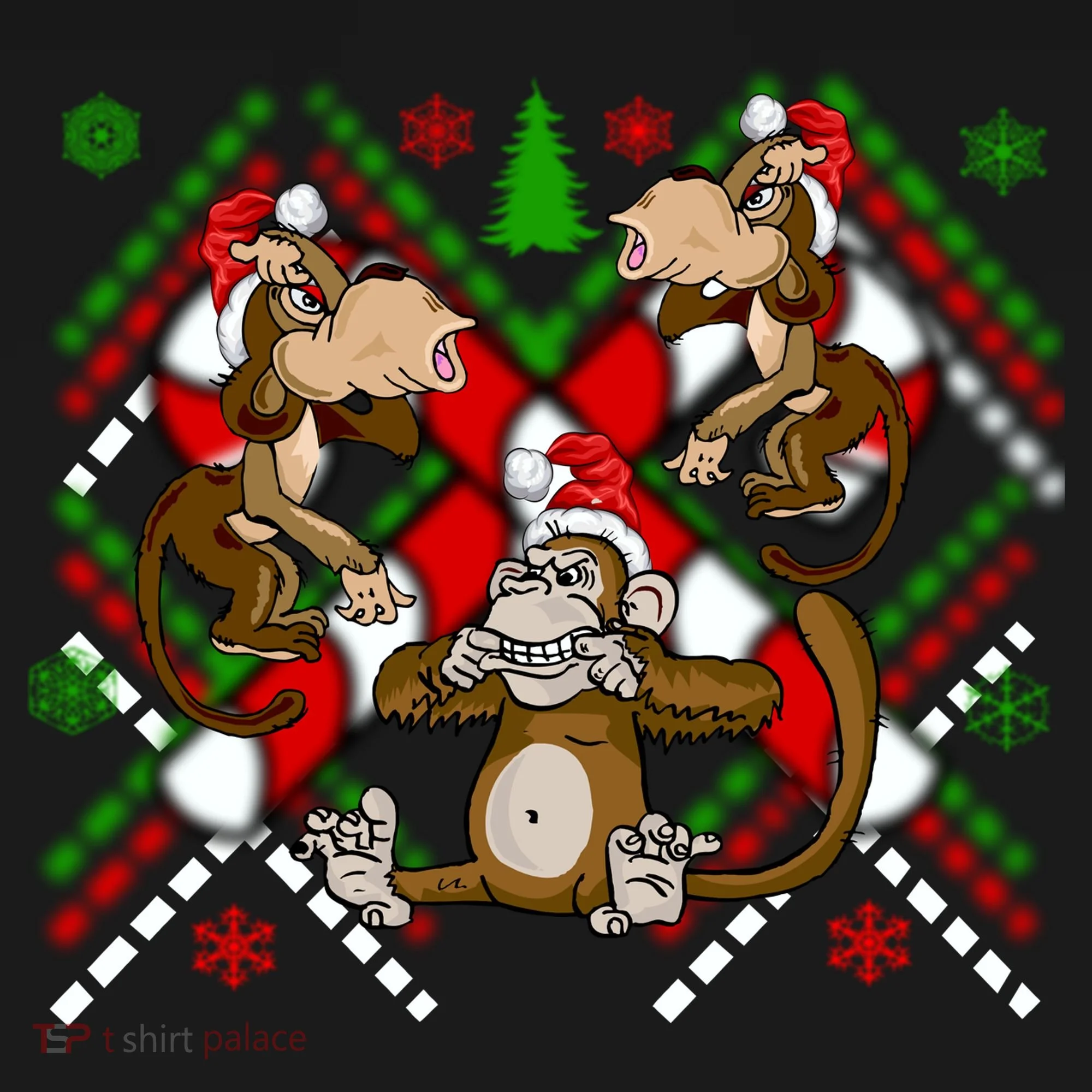 Three Wise Monkey Ugly Christmas Sweater Doggie Tank