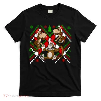 Three Wise Monkey Ugly Christmas Sweater T-Shirt