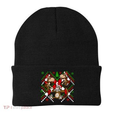 Three Wise Monkey Ugly Christmas Sweater Beanie
