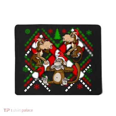 Three Wise Monkey Ugly Christmas Sweater Mousepad