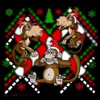 Three Wise Monkey Ugly Christmas Sweater Ornament thumb 1