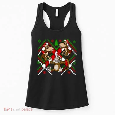 Three Wise Monkey Ugly Christmas Sweater Women's Tank Top