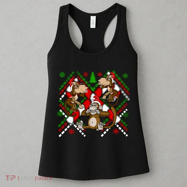Three Wise Monkey Ugly Christmas Sweater Women's Tank Top
