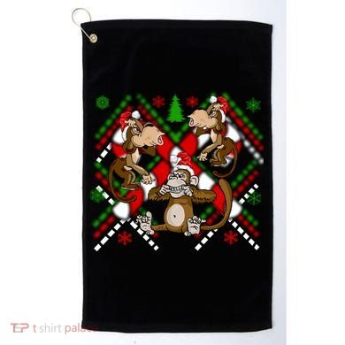 Three Wise Monkey Ugly Christmas Sweater Golf Towel