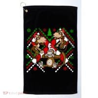 Three Wise Monkey Ugly Christmas Sweater Golf Towel thumb 0