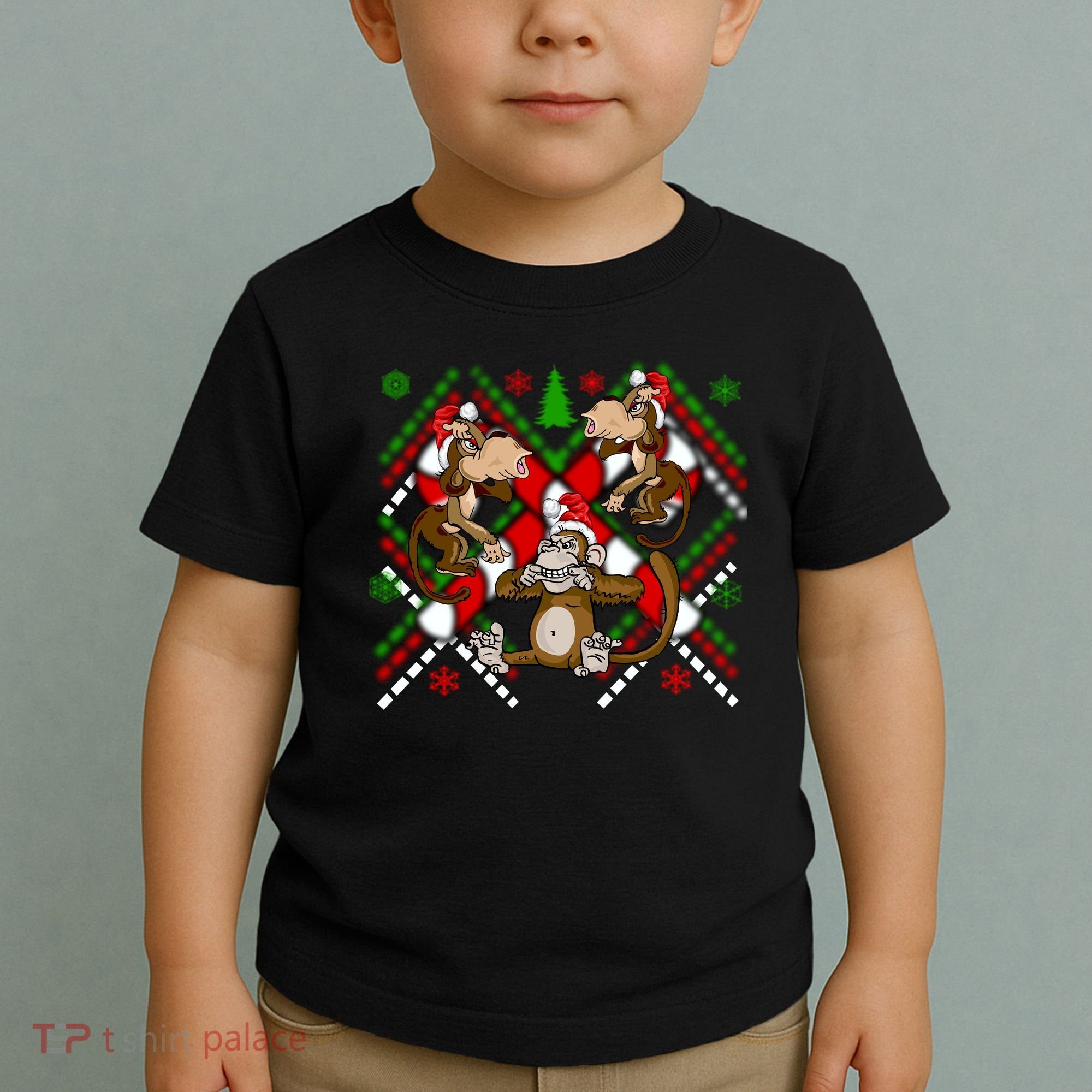 Three Wise Monkey Ugly Christmas Sweater Toddler T-Shirt