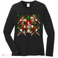 Three Wise Monkey Ugly Christmas Sweater Women's Long Sleeve Shirt thumb 0