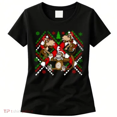 Three Wise Monkey Ugly Christmas Sweater Women's T-Shirt
