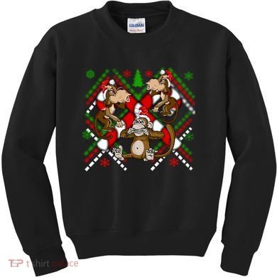 Three Wise Monkey Ugly Christmas Sweater Kids Sweatshirt