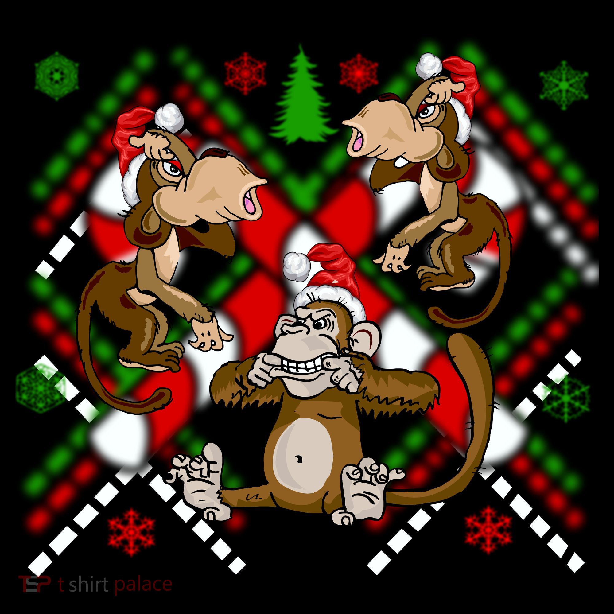 Three Wise Monkey Ugly Christmas Sweater Kids T-Shirt