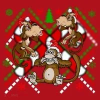 Three Wise Monkey Ugly Christmas Sweater Christmas Stocking thumb 1