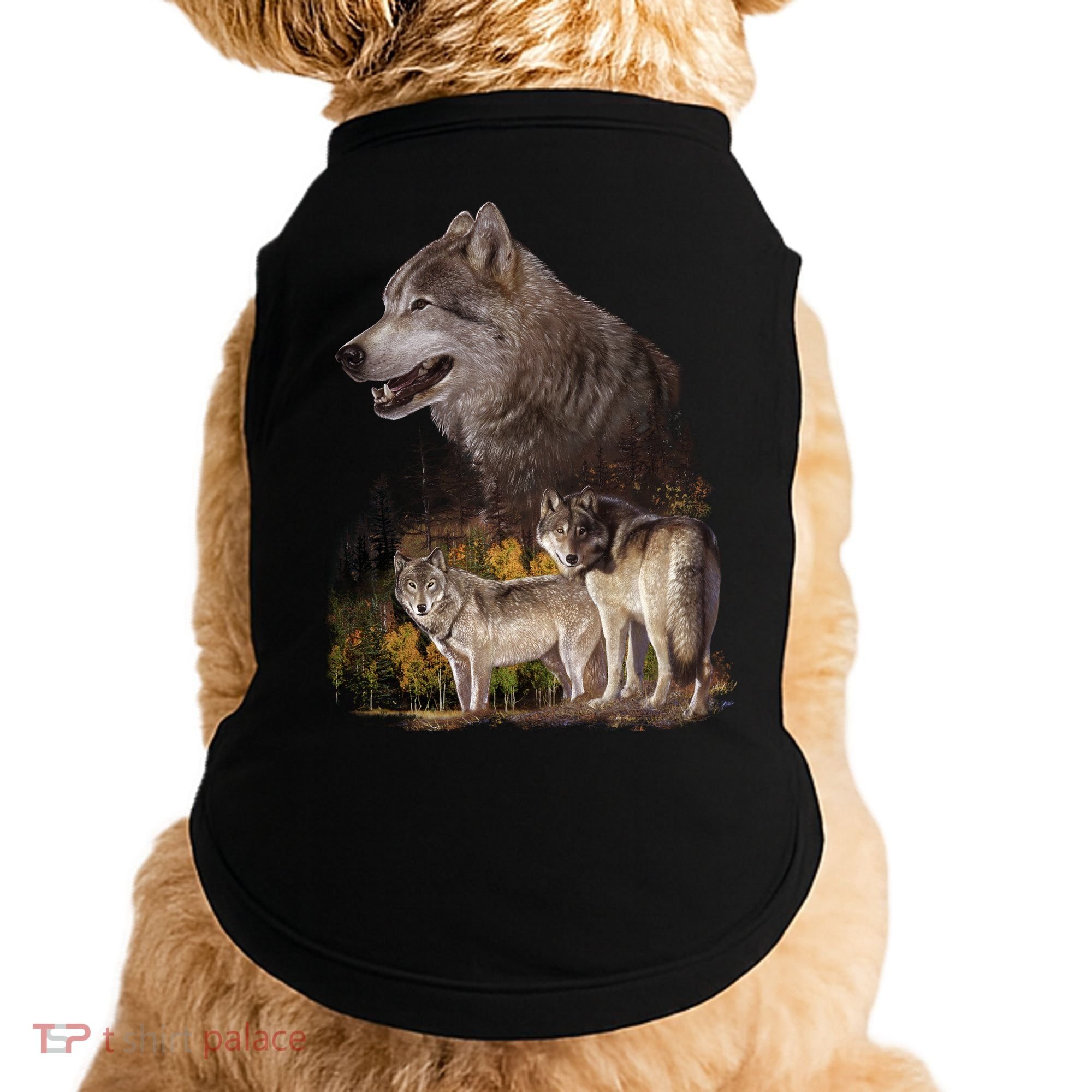 Three Wolf Collage Doggie Tank