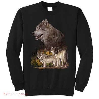Three Wolf Collage Sweatshirt