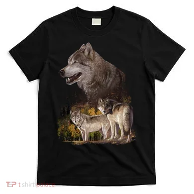 Three Wolf Collage T-Shirt