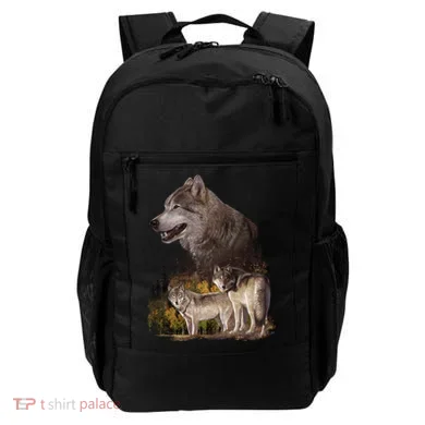 Three Wolf Collage Backpack