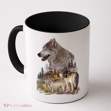 Three Wolf Collage Coffee Mug