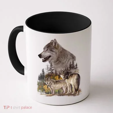 Three Wolf Collage Coffee Mug