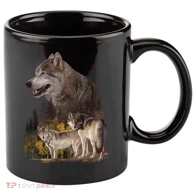 Three Wolf Collage 11oz C Handle Ceramic Mug