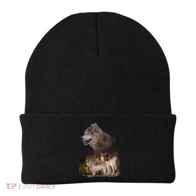 Three Wolf Collage Beanie