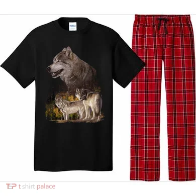 Three Wolf Collage Pajama Set