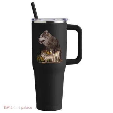 Three Wolf Collage 40oz Vacuum Insulated Stainless Steel Travel Tumbler