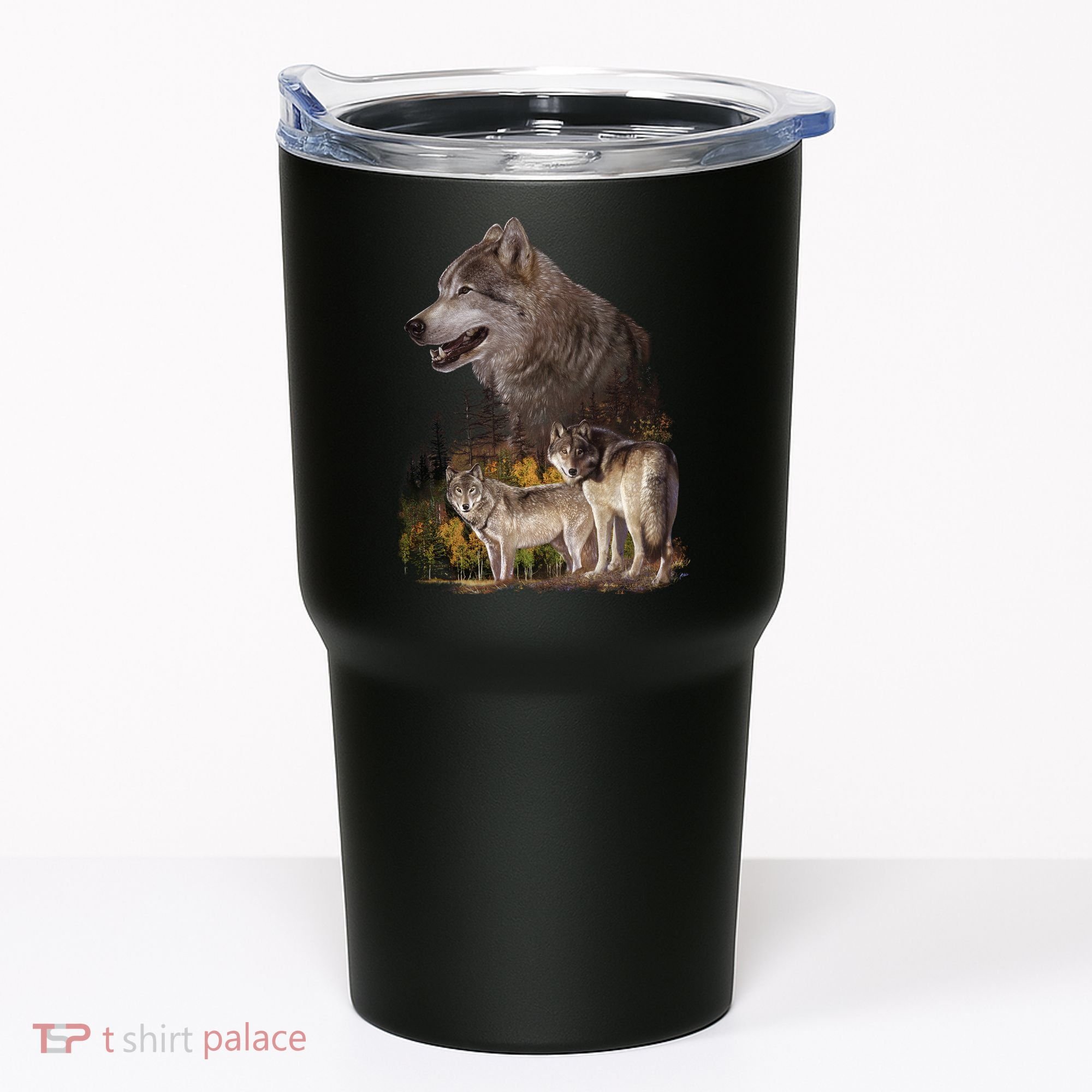 Three Wolf Collage Tumbler