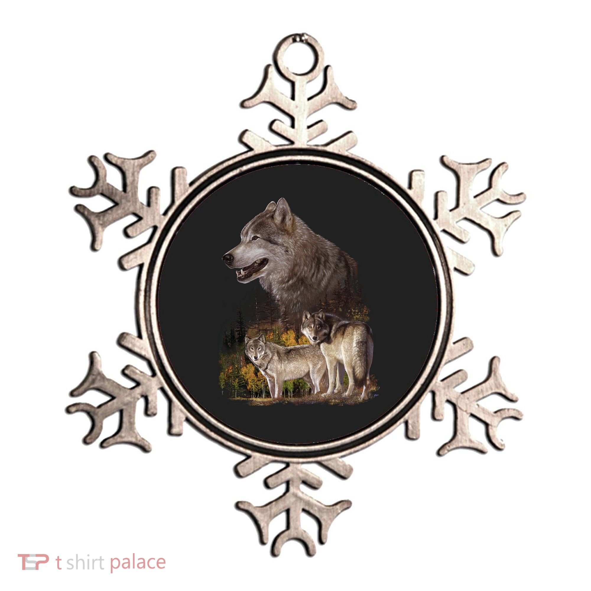 Three Wolf Collage Ornament