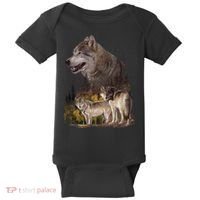 Three Wolf Collage Baby Bodysuit thumb 0