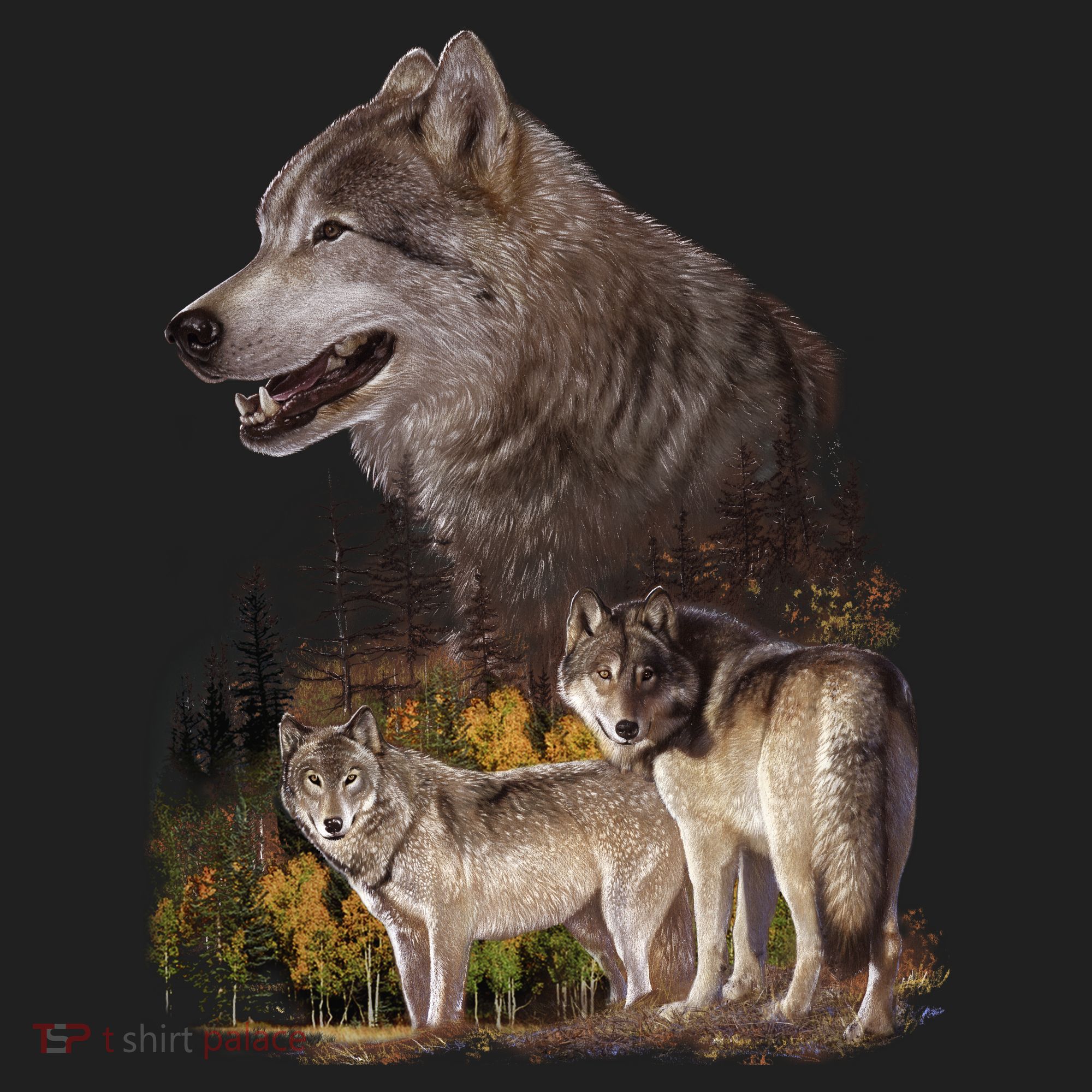 Three Wolf Collage Hat