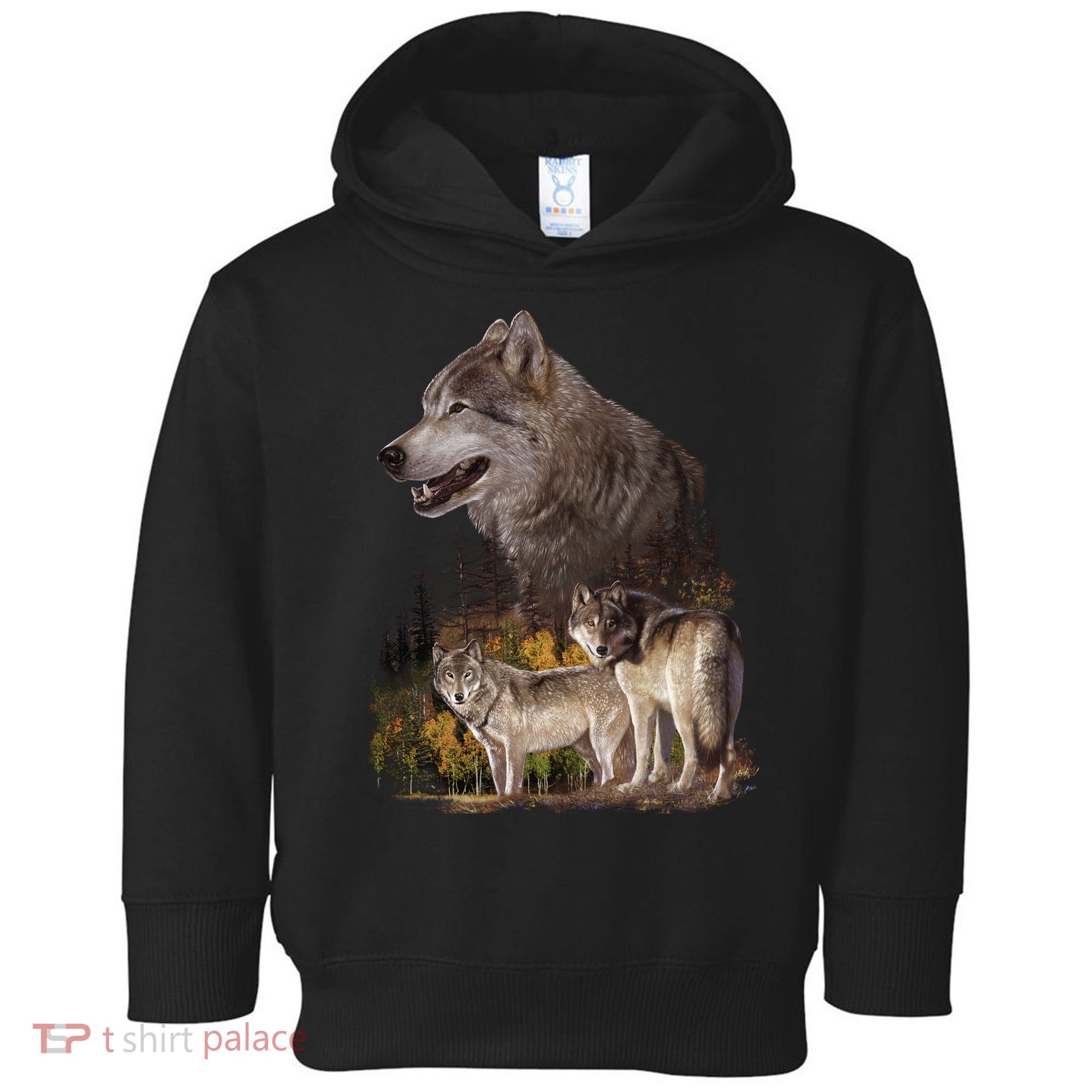Three Wolf Collage Toddler Hoodie