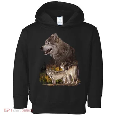 Three Wolf Collage Toddler Hoodie