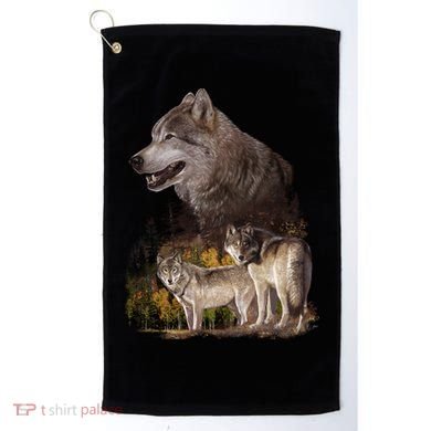 Three Wolf Collage Golf Towel