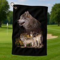 Three Wolf Collage Golf Towel thumb 1