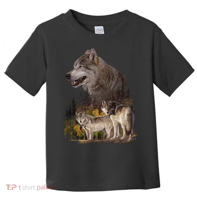Three Wolf Collage Toddler T-Shirt