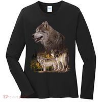 Three Wolf Collage Women's Long Sleeve Shirt thumb 0