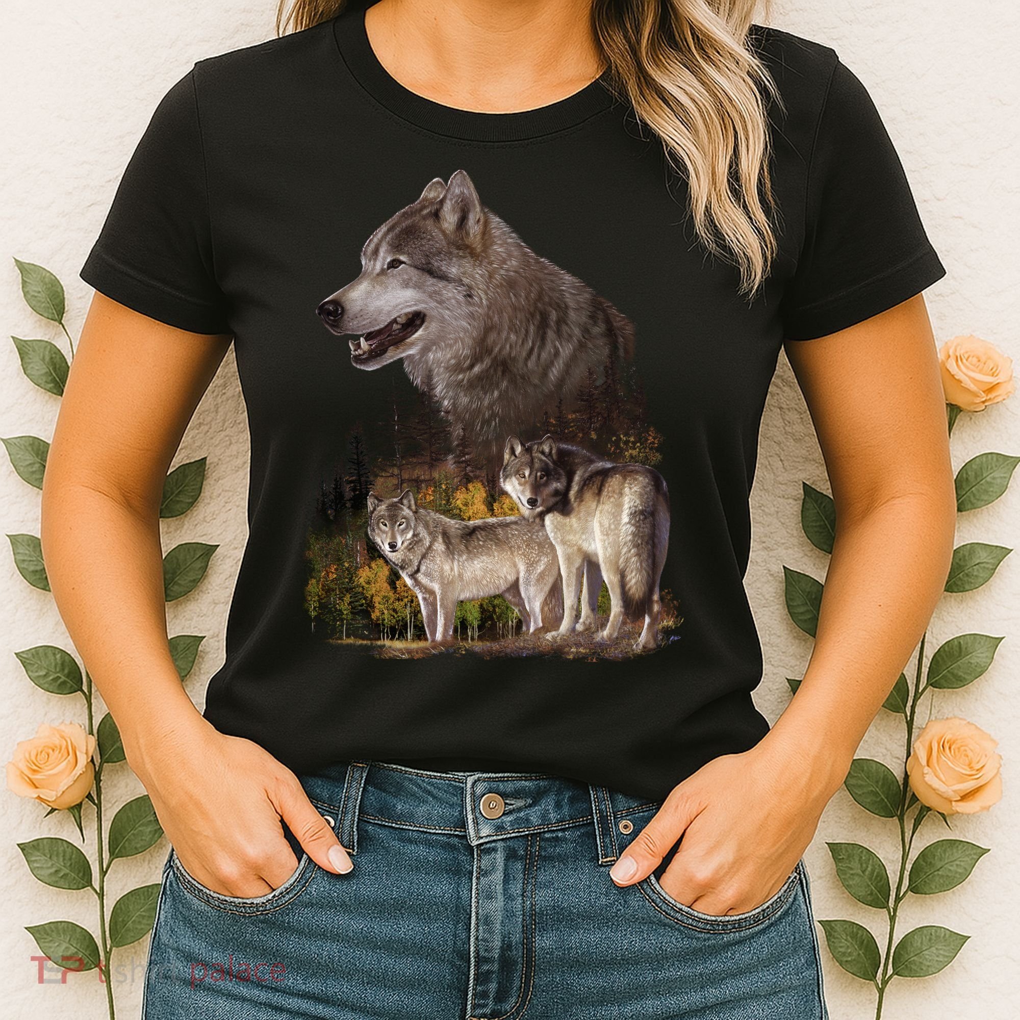 Three Wolf Collage Women's T-Shirt