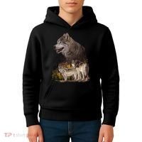 Three Wolf Collage Kids Hoodie thumb 4