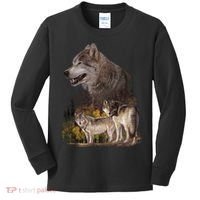 Three Wolf Collage Kids Long Sleeve Shirt thumb 0